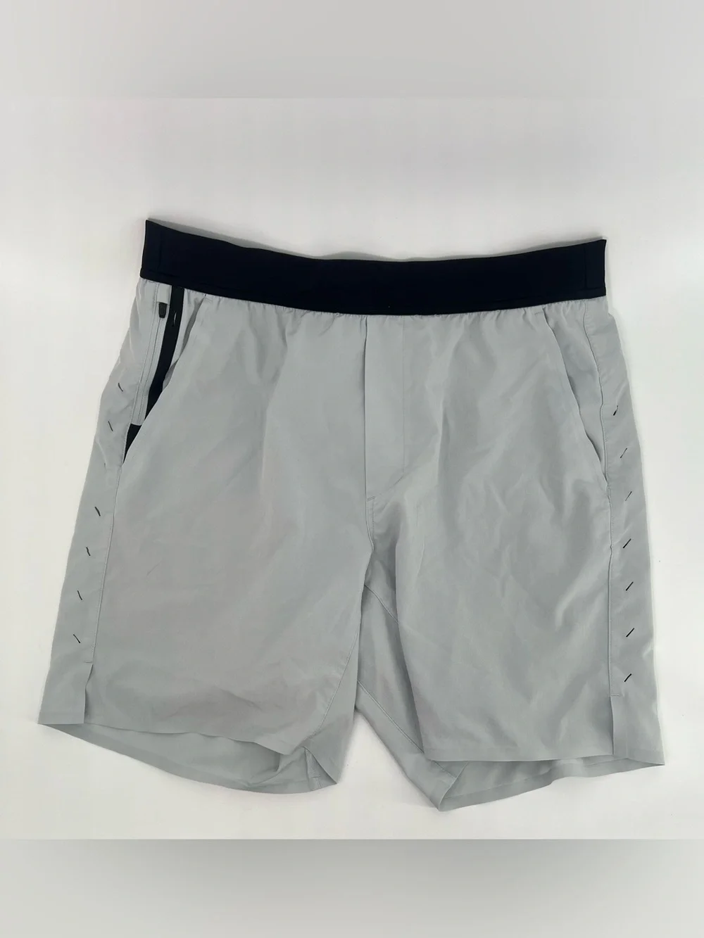 Ten Thousand Men's Lined Interval Shorts Gray W Black Athletic 7” Inseam L Large